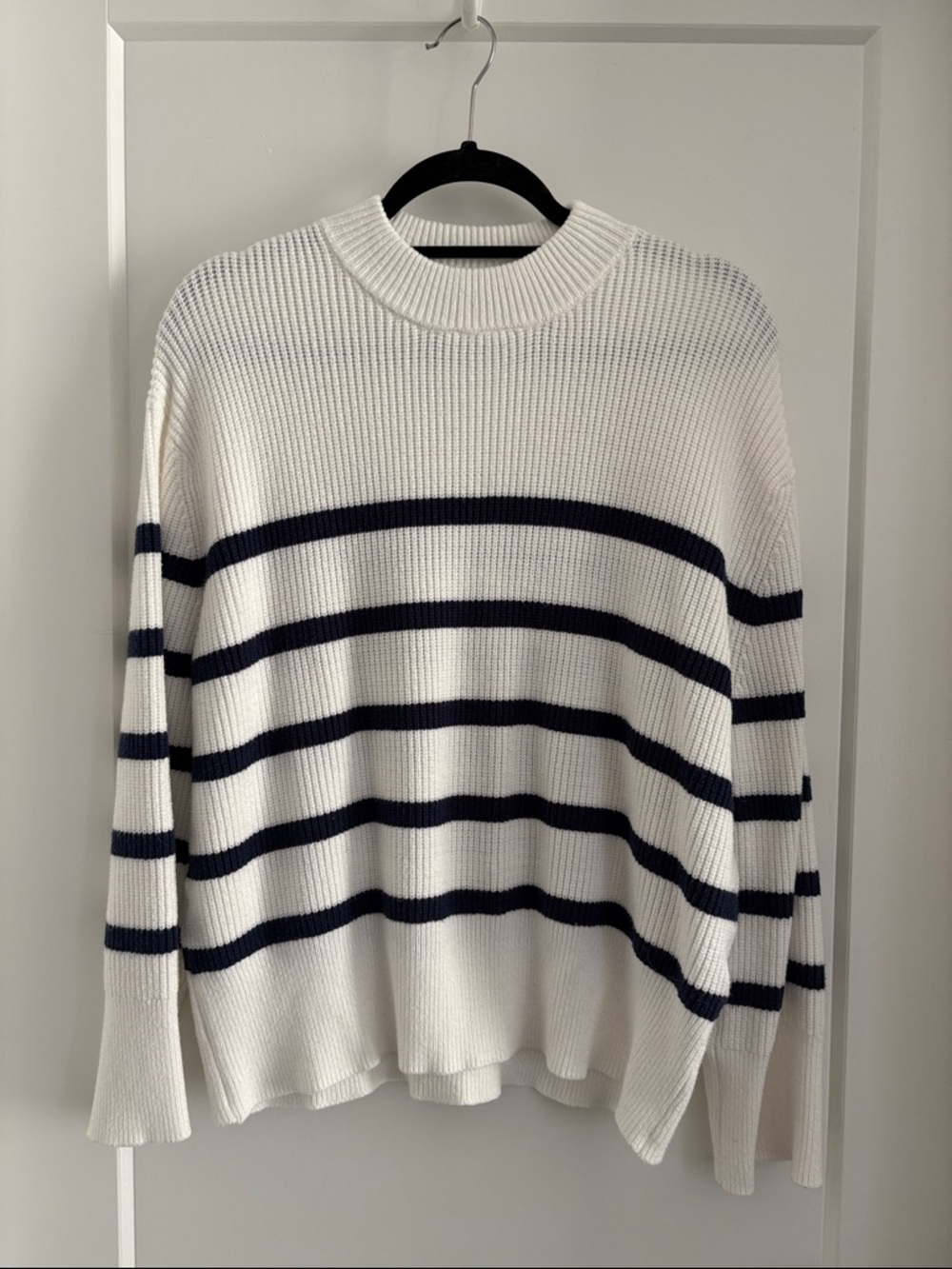NAKD White Crewneck Sweater with Navy Stripes